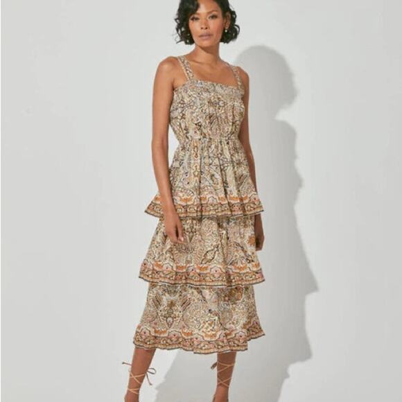 Cleobella Rosalie Paisley Floral Tiered Sleeveless Midi Dress - Picture 1 of 13